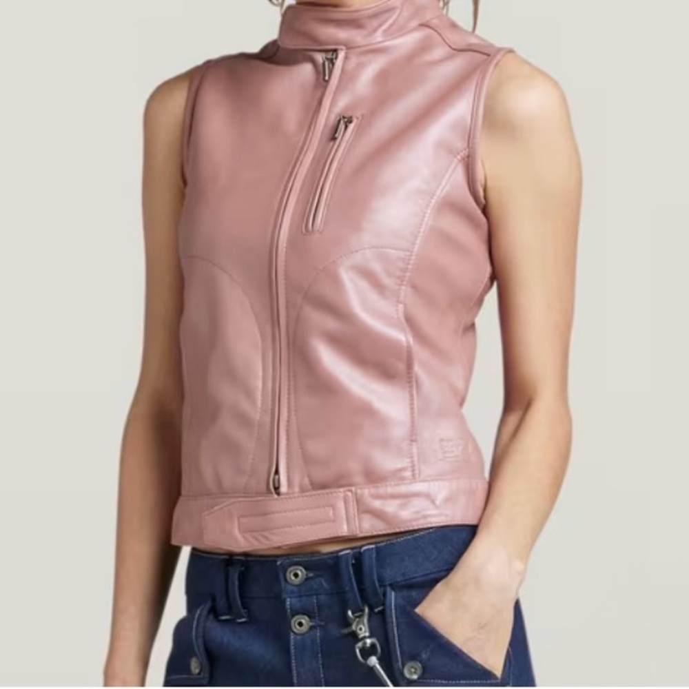 NWT Y2K Pink Leather Vest -Small
